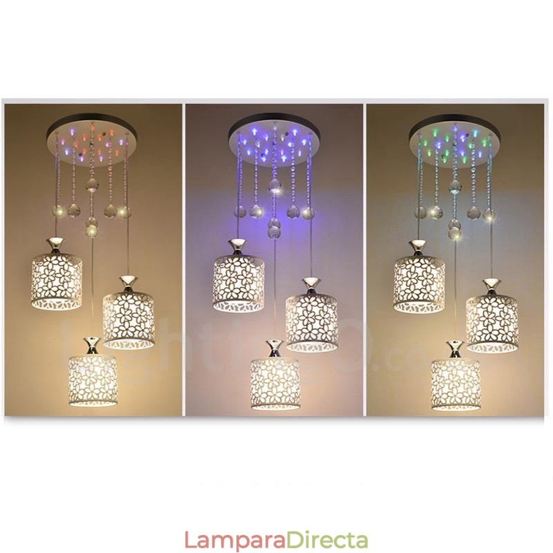 Lámpara colgante de metal incandescente moderna y contemporánea de 3 luces