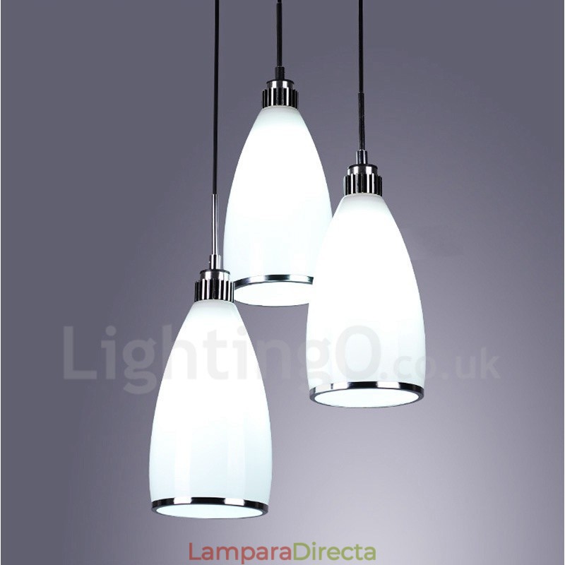 Lámpara colgante de metal integrada, moderna y contemporánea, de 3 luces