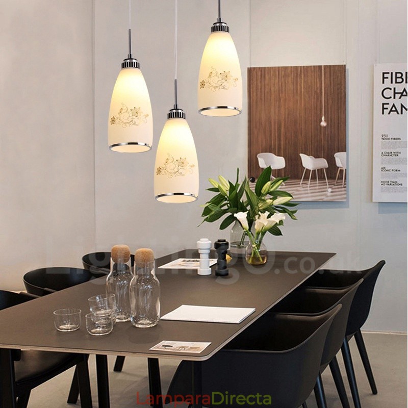 Lámpara colgante de metal integrada, moderna y contemporánea, de 3 luces