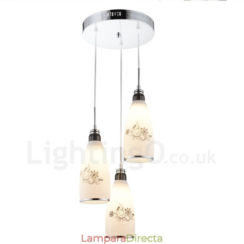 Lámpara colgante de metal integrada, moderna y contemporánea, de 3 luces