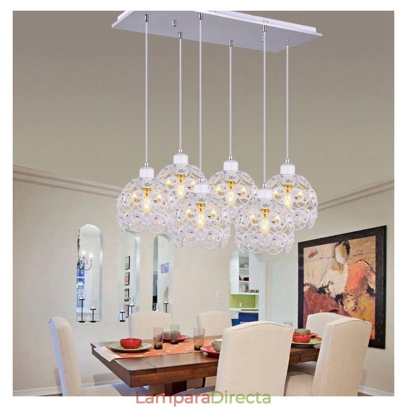Lámpara colgante integrada Rustic Lodge de 6 luces