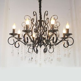 Lámpara de araña de metal de estilo europeo con 8 luces de cristal
