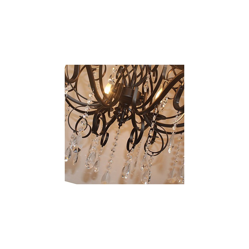 Lámpara de araña de metal de estilo europeo con 8 luces de cristal
