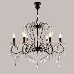 Lámpara de araña de cristal de 6 luces, moderna, contemporánea, tradicional, clásica, rústica, estilo cabaña, vintage, retro.