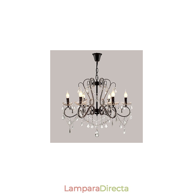 Lámpara de araña de cristal de 6 luces, moderna, contemporánea, tradicional, clásica, rústica, estilo cabaña, vintage, retro.