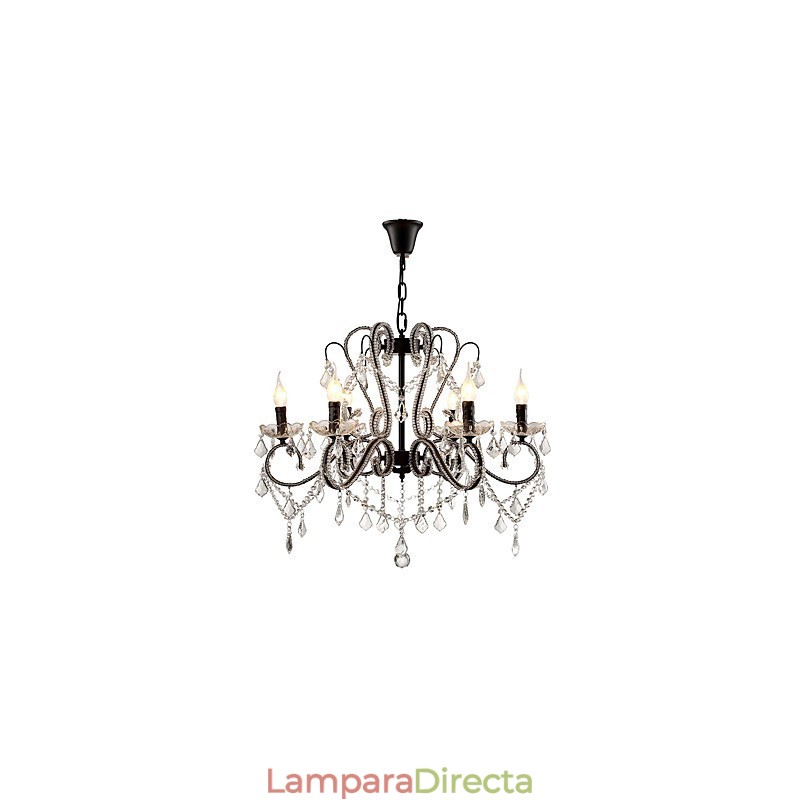Lámpara de araña de cristal de 6 luces, moderna, contemporánea, tradicional, clásica, rústica, estilo cabaña, vintage, retro.