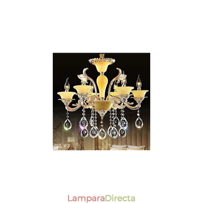Lámpara colgante de cristal europea Lámpara colgante de cristal de aleación de zinc