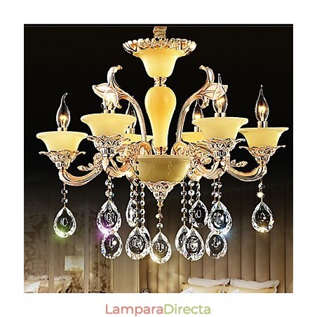Lámpara colgante de cristal europea Lámpara colgante de cristal de aleación de zinc Lámpara colgante de cristal europea Lámpara colgante de cristal de aleación de zinc