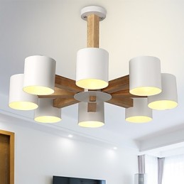 Lámpara de araña de 8 luces, moderna, contemporánea, tradicional, clásica, vintage, estilo campestre, de madera.