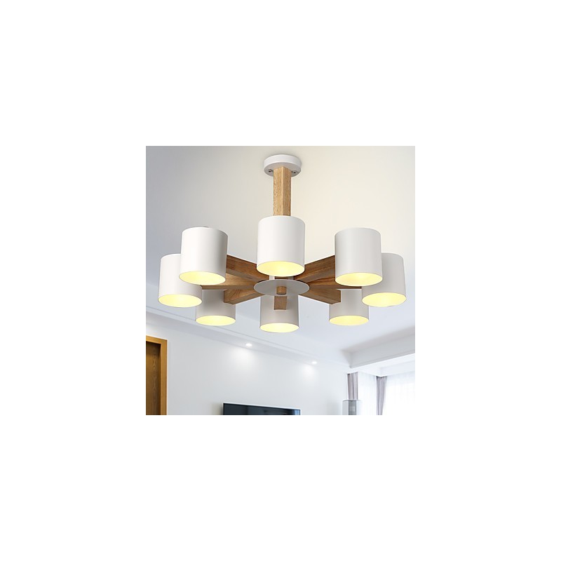 Lámpara de araña de 8 luces, moderna, contemporánea, tradicional, clásica, vintage, estilo campestre, de madera.