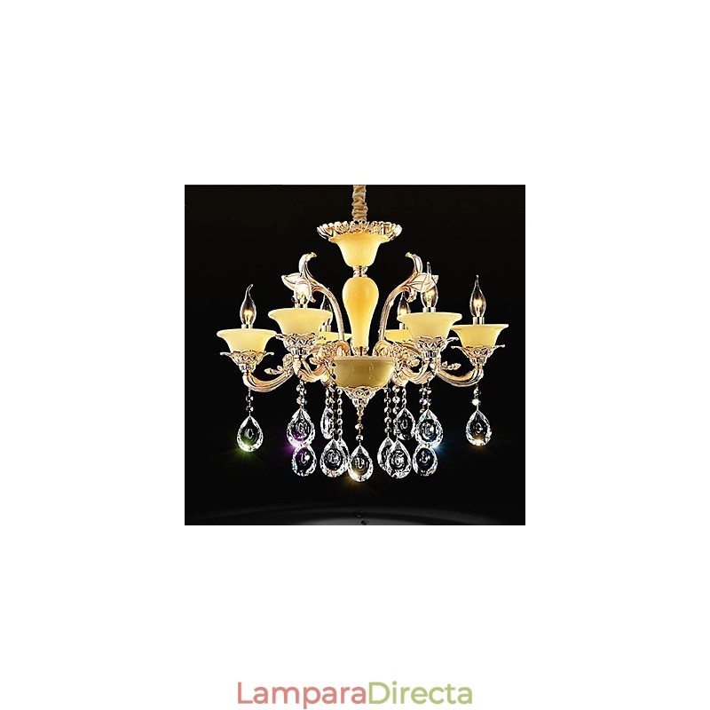 Lámpara colgante de cristal europea Lámpara colgante de cristal de aleación de zinc