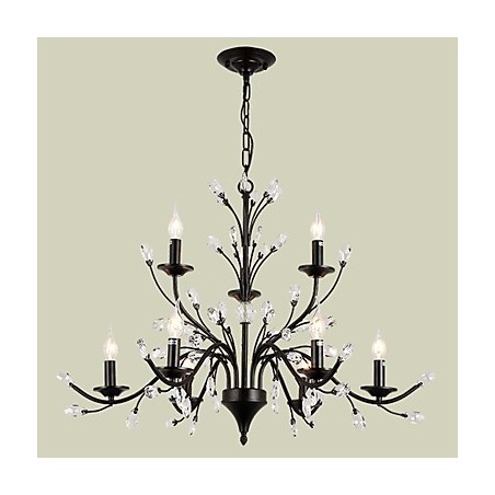Lámpara de araña de cristal de 9 luces, moderna, contemporánea, tradicional, clásica, vintage, retro, estilo campestre, con pintura característica. Lámpara de araña de cristal de 9 luces, moderna, contemporánea, tradicional, clásica, vintage, retro, estilo campestre, con pintura característica.
