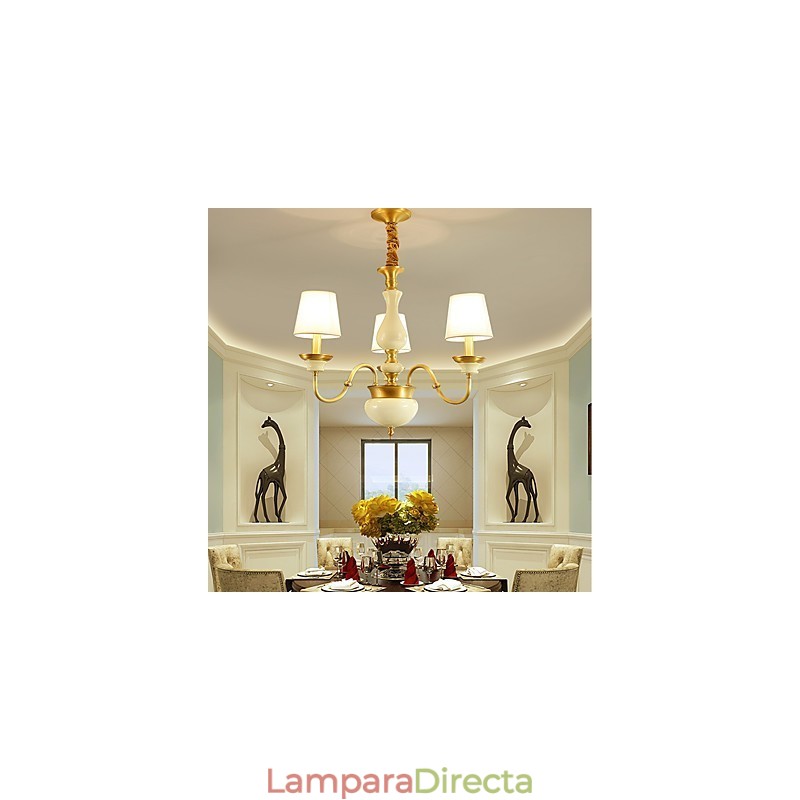 Araña de cobre, lámpara decorativa de jade