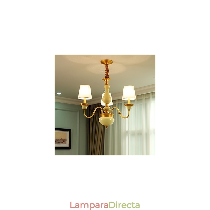 Araña de cobre, lámpara decorativa de jade