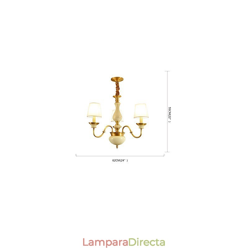 Araña de cobre, lámpara decorativa de jade