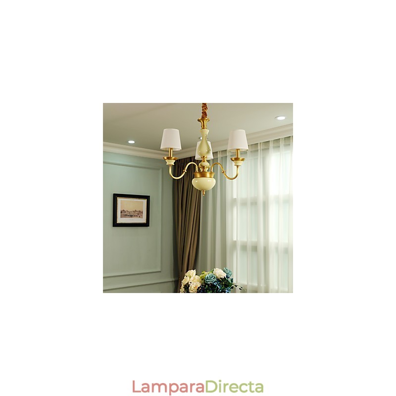 Araña de cobre, lámpara decorativa de jade