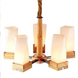 Lámpara de techo de madera maciza con iluminación artística sencilla y creativa