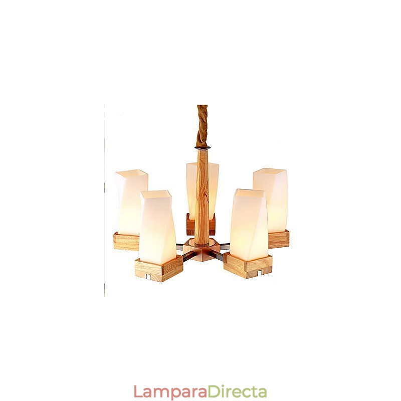 Lámpara de techo de madera maciza con iluminación artística sencilla y creativa
