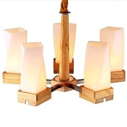 Lámpara de techo de madera maciza con iluminación artística sencilla y creativa