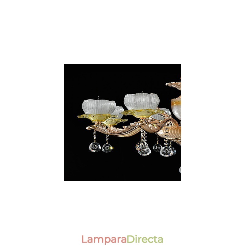 Lámpara de araña de metal estilo mini de cristal con 8 bombillas, con una aleación de zinc clásica tradicional.