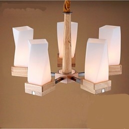 Lámpara de techo de madera maciza con iluminación artística sencilla y creativa