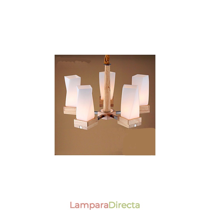 Lámpara de techo de madera maciza con iluminación artística sencilla y creativa