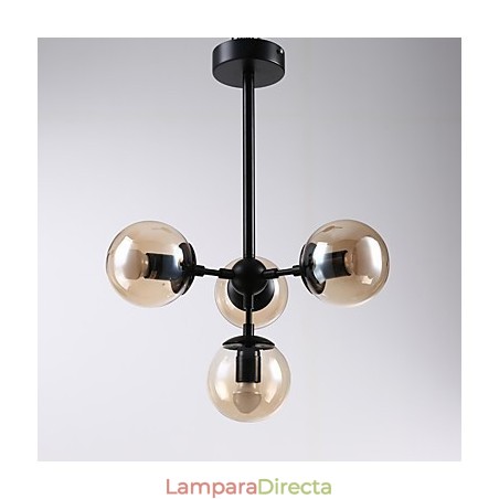Lámpara colgante de cuatro luces estilo europeo posmoderno Modo de metal y vidrio para decorar el vestíbulo, lámpara de araña industrial Lámpara colgante de cuatro luces estilo europeo posmoderno Modo de metal y vidrio para decorar el vestíbulo, lámpara de araña industrial