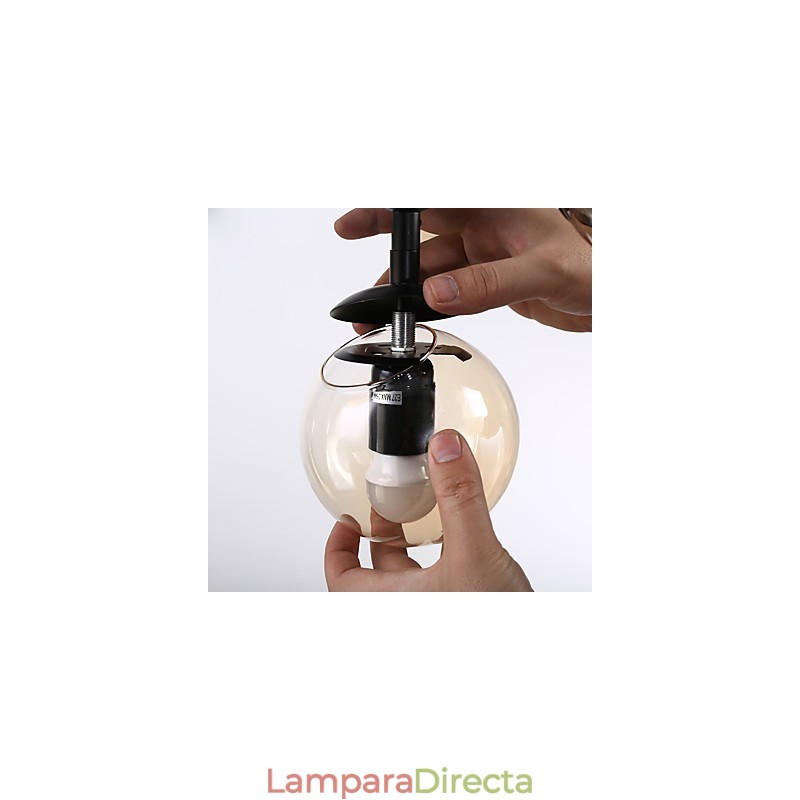 Lámpara colgante de cuatro luces estilo europeo posmoderno Modo de metal y vidrio para decorar el vestíbulo, lámpara de araña industrial