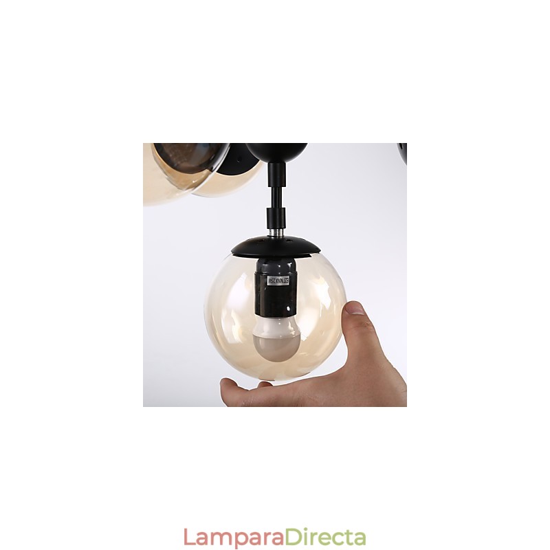 Lámpara colgante de cuatro luces estilo europeo posmoderno Modo de metal y vidrio para decorar el vestíbulo, lámpara de araña industrial
