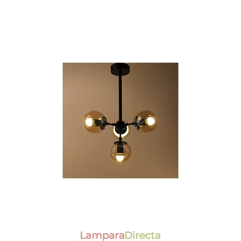 Lámpara colgante de cuatro luces estilo europeo posmoderno Modo de metal y vidrio para decorar el vestíbulo, lámpara de araña industrial