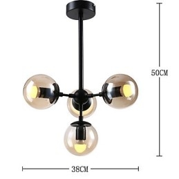 Lámpara colgante de cuatro luces estilo europeo posmoderno Modo de metal y vidrio para decorar el vestíbulo, lámpara de araña industrial