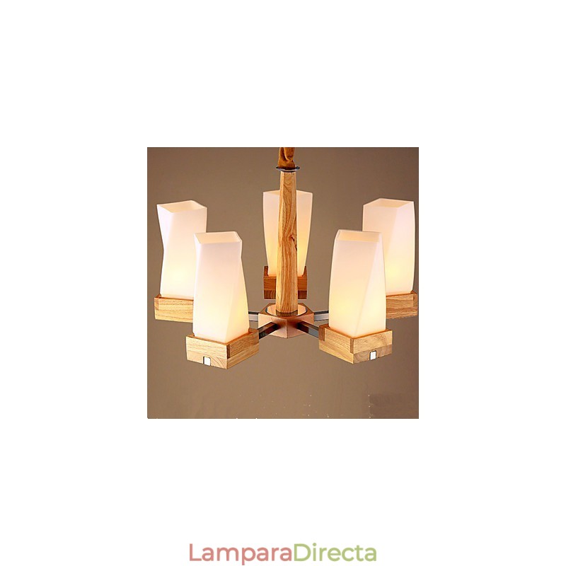Lámpara de techo de madera maciza con iluminación artística sencilla y creativa