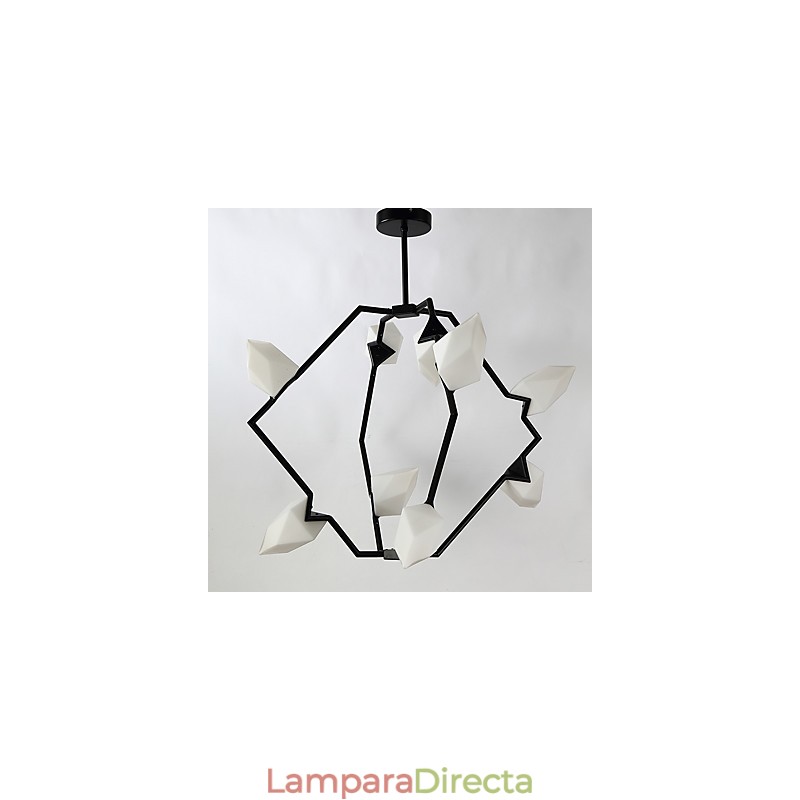 Lámpara colgante decorativa de cantina con nueve luces de metal y cristal color melocotón