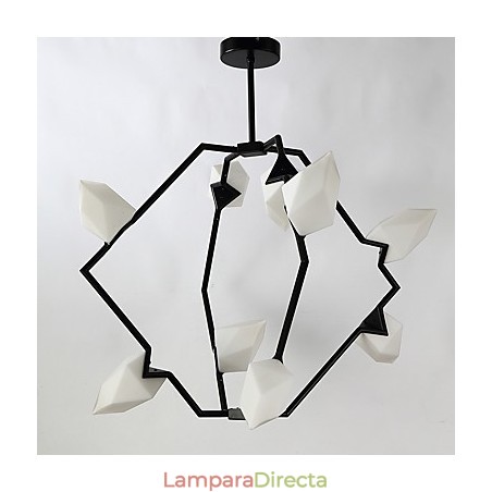 Lámpara colgante decorativa de cantina con nueve luces de metal y cristal color melocotón Lámpara colgante decorativa de cantina con nueve luces de metal y cristal color melocotón