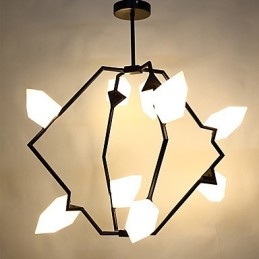 Lámpara colgante decorativa de cantina con nueve luces de metal y cristal color melocotón