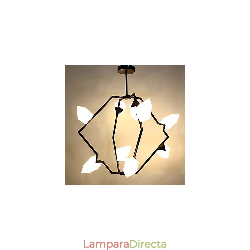 Lámpara colgante decorativa de cantina con nueve luces de metal y cristal color melocotón