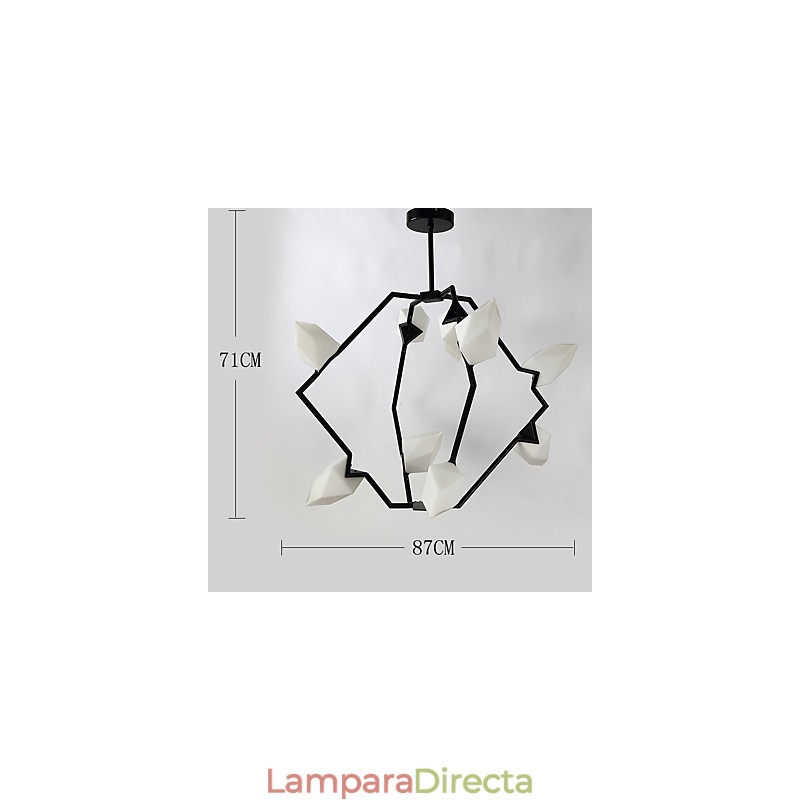 Lámpara colgante decorativa de cantina con nueve luces de metal y cristal color melocotón