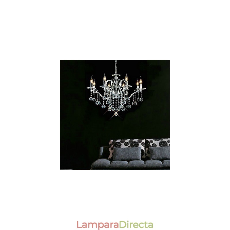Elegante lámpara de araña de cristal con 8 luces