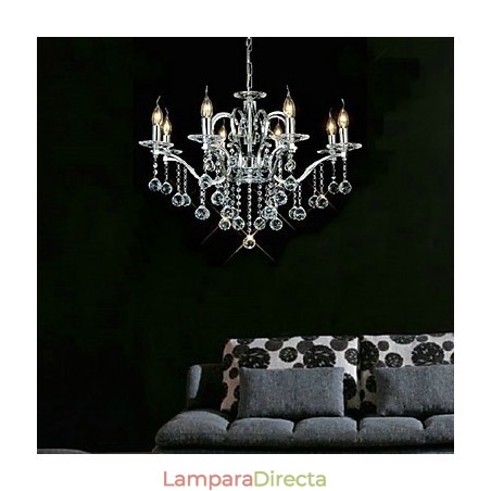 Elegante lámpara de araña de cristal con 8 luces Elegante lámpara de araña de cristal con 8 luces