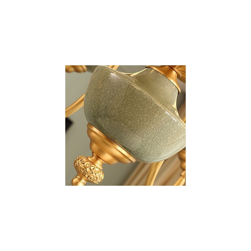 Lámpara de araña de cobre con diseño de jade decorativo OP0
