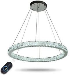 Lámpara colgante de techo con anillo regulable, moderna lámpara de araña para interiores con control remoto