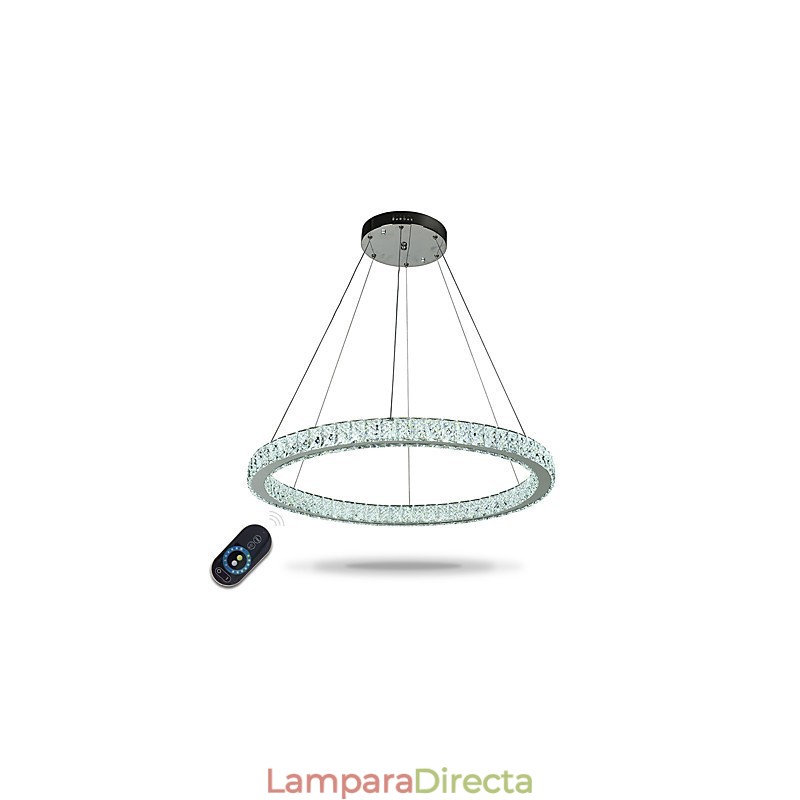Lámpara colgante de techo con anillo regulable, moderna lámpara de araña para interiores con control remoto