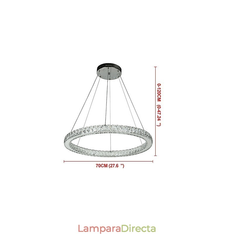 Lámpara colgante de techo con anillo regulable, moderna lámpara de araña para interiores con control remoto