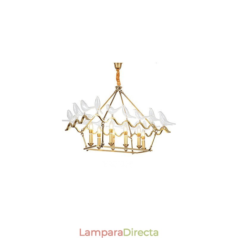 Lámpara de araña de metal moderna y contemporánea de latón para diseñadores.