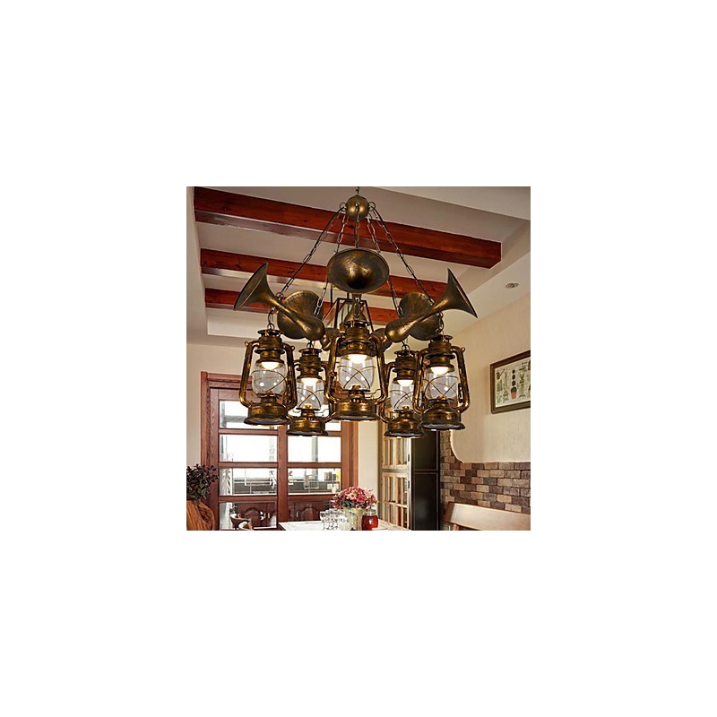 Lámpara de araña de metal con diseño de globo terráqueo estilo rústico vintage retro para diseñadores de estilo mini