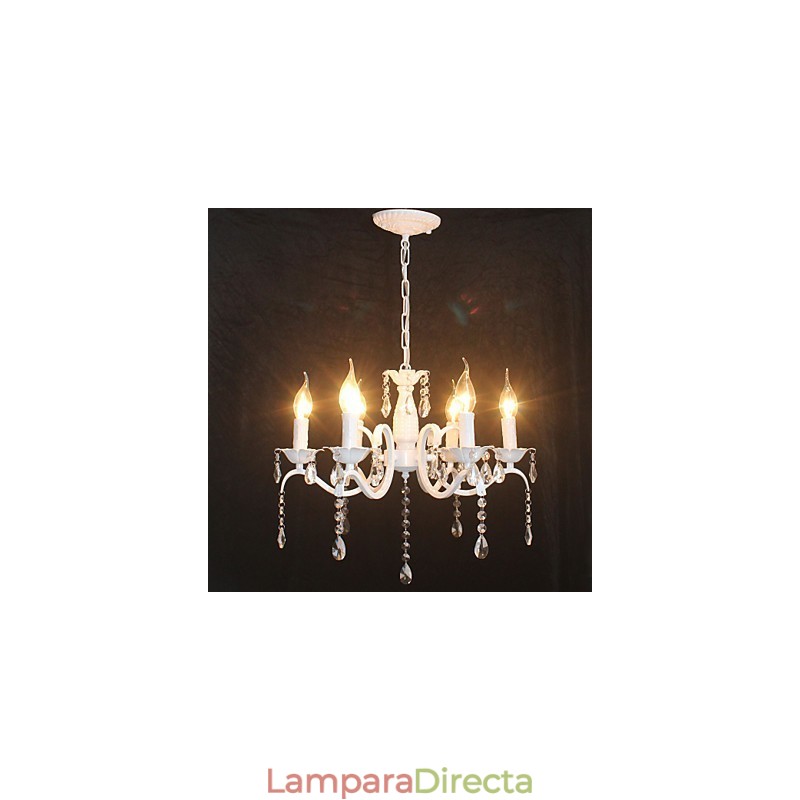 Lámpara de araña moderna de cristal estilo mini vela de hierro