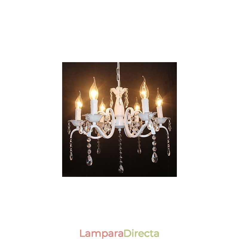 Lámpara de araña moderna de cristal estilo mini vela de hierro
