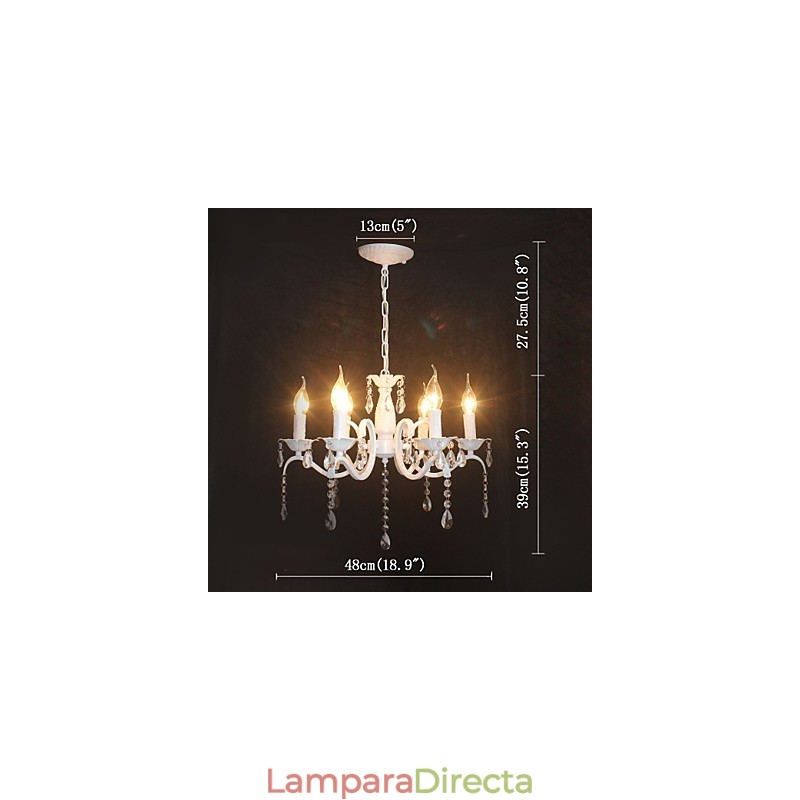 Lámpara de araña moderna de cristal estilo mini vela de hierro