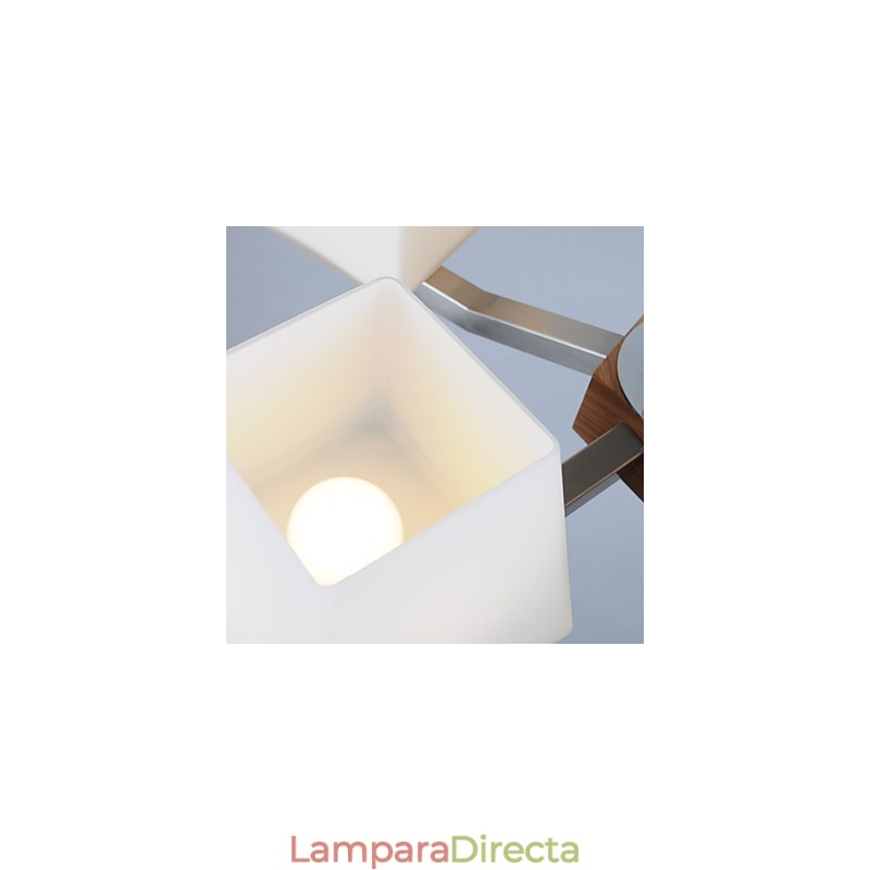 Lámpara de araña de bambú de madera con acabado galvanizado moderno y contemporáneo