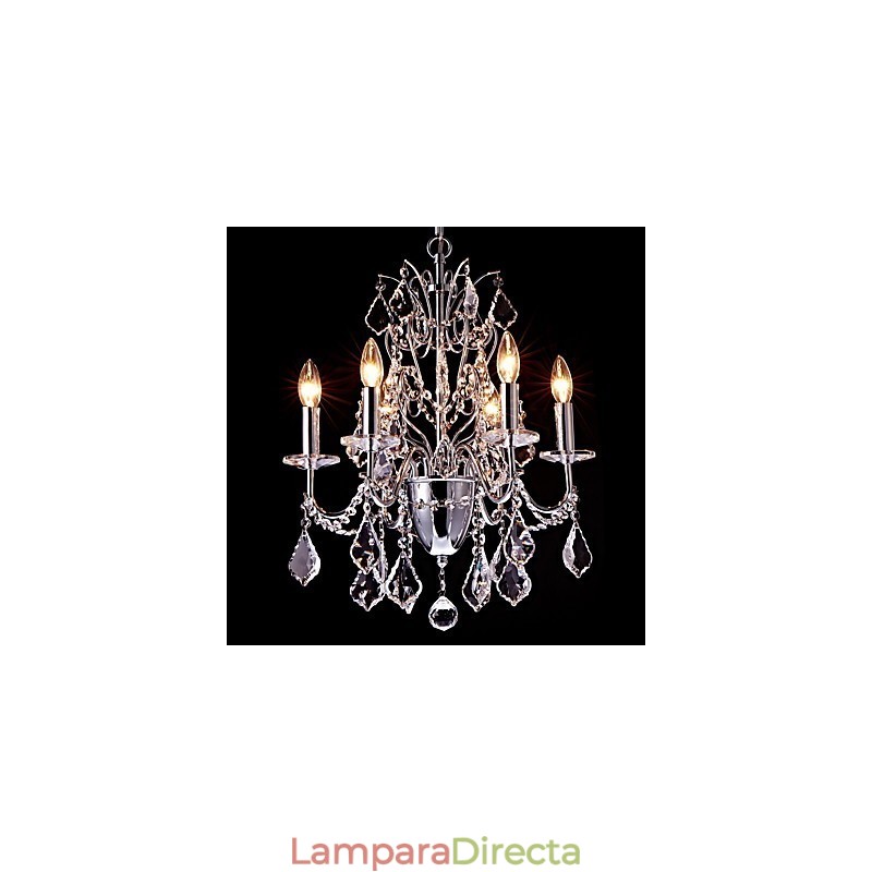 Lámpara de araña de metal y cristal, moderna, contemporánea, tradicional, clásica, campestre, cromada.